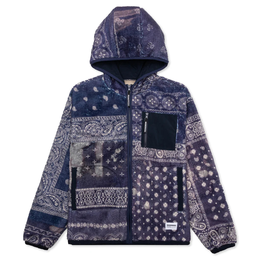 Bandana Pattern Fleece Jacket Navy