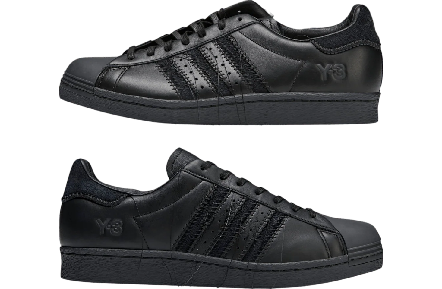 adidas Y 3 Superstar leather low top sneakers Black