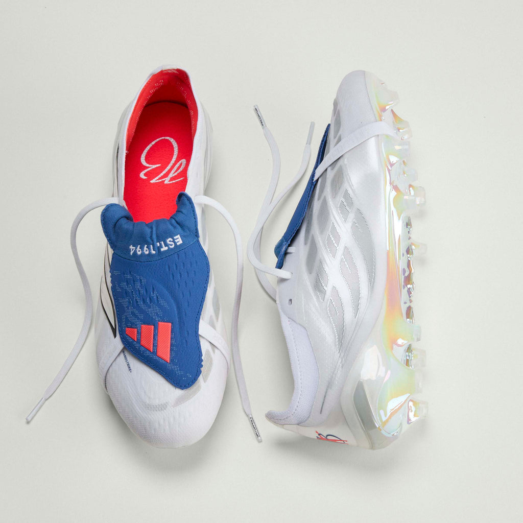 adidas Predator Elite Fold Over Tongue FG Firm Ground Mens Soccer Cleats White Zero Metallic Blue