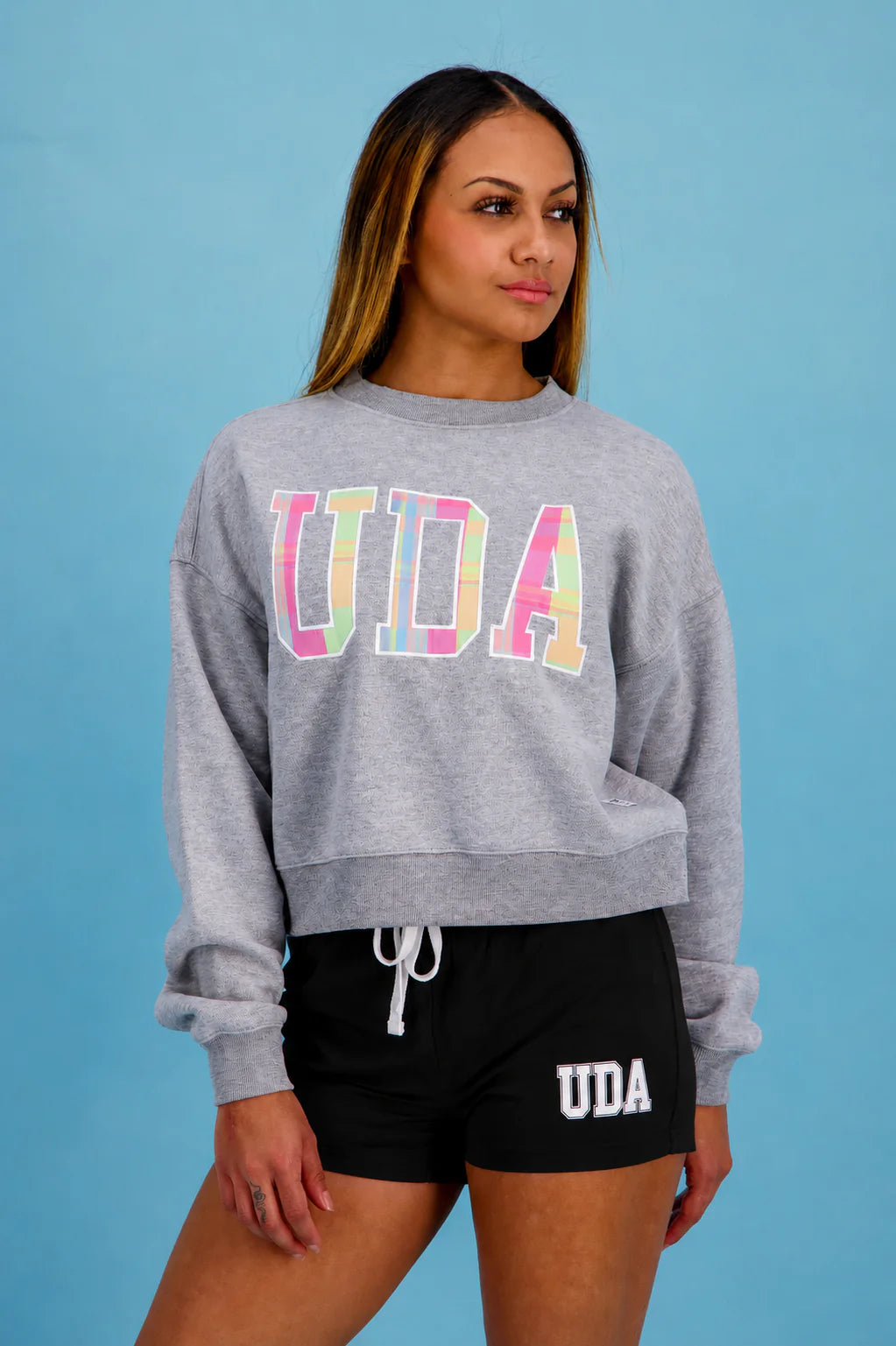 UDA Heather Grey Plaid Pullover