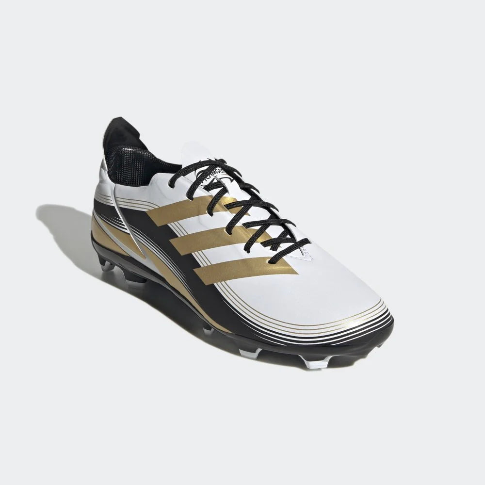 adidas Kids Game Mode FG J Firm Ground Soccer Cleats White Gold Black
