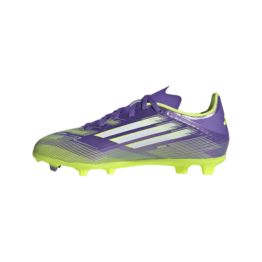 adidas F50 League Firm Multi Ground Soccer Cleats Kids Purple White Lemon