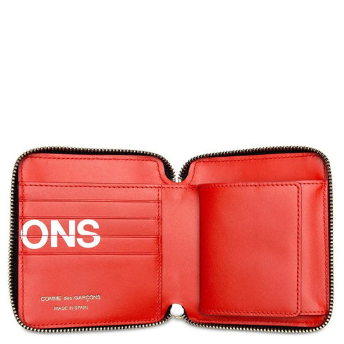 Comme des Garcons Huge Logo Leather Wallet Red