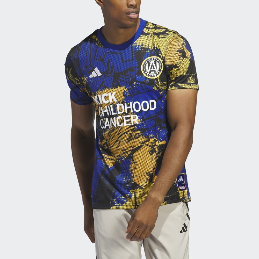 adidas Marvel Atlanta United Aeroready Pre Match Kick Childhood Cancer Jersey