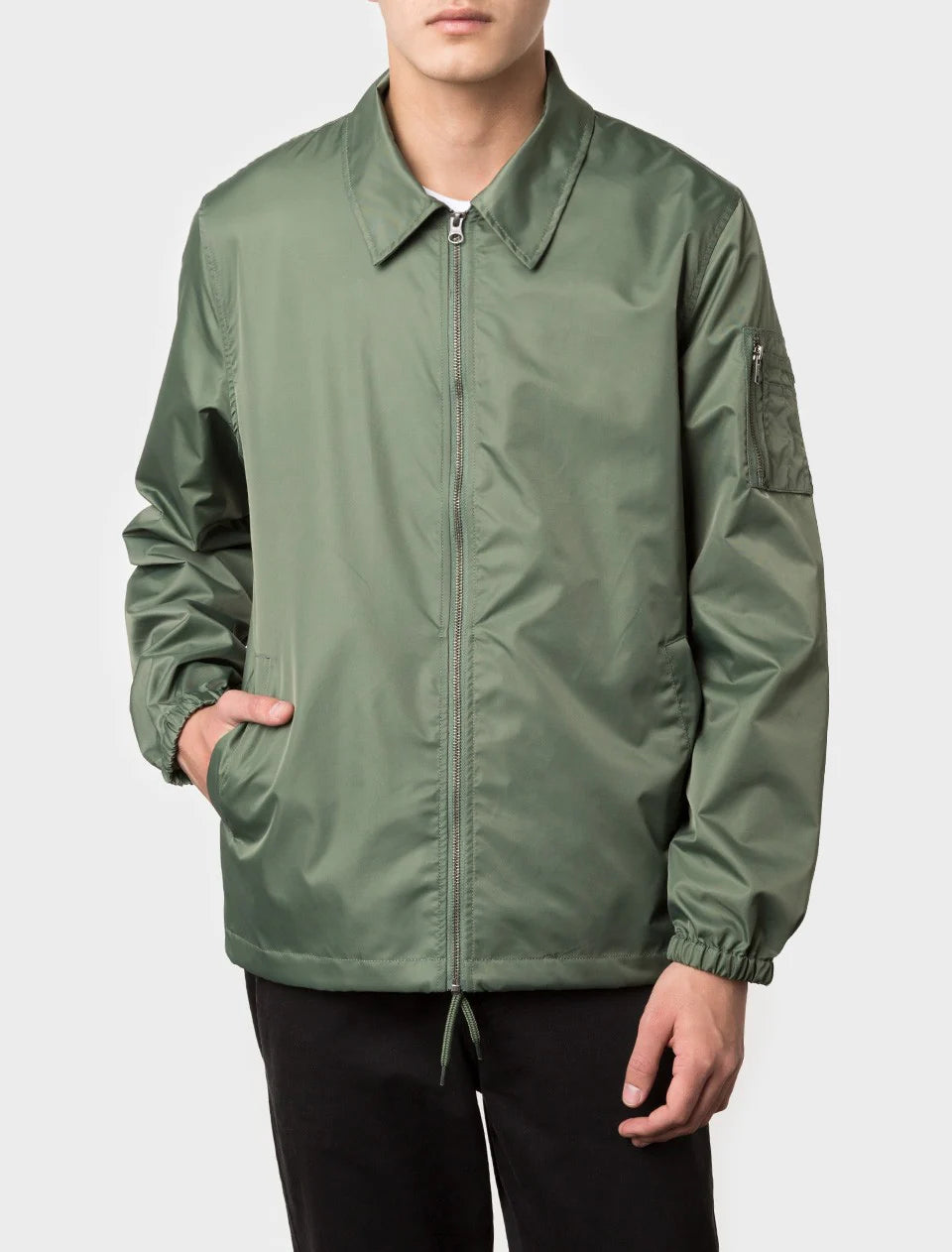 Flight Satin Coach Jacket Mens Jacket Olive Green