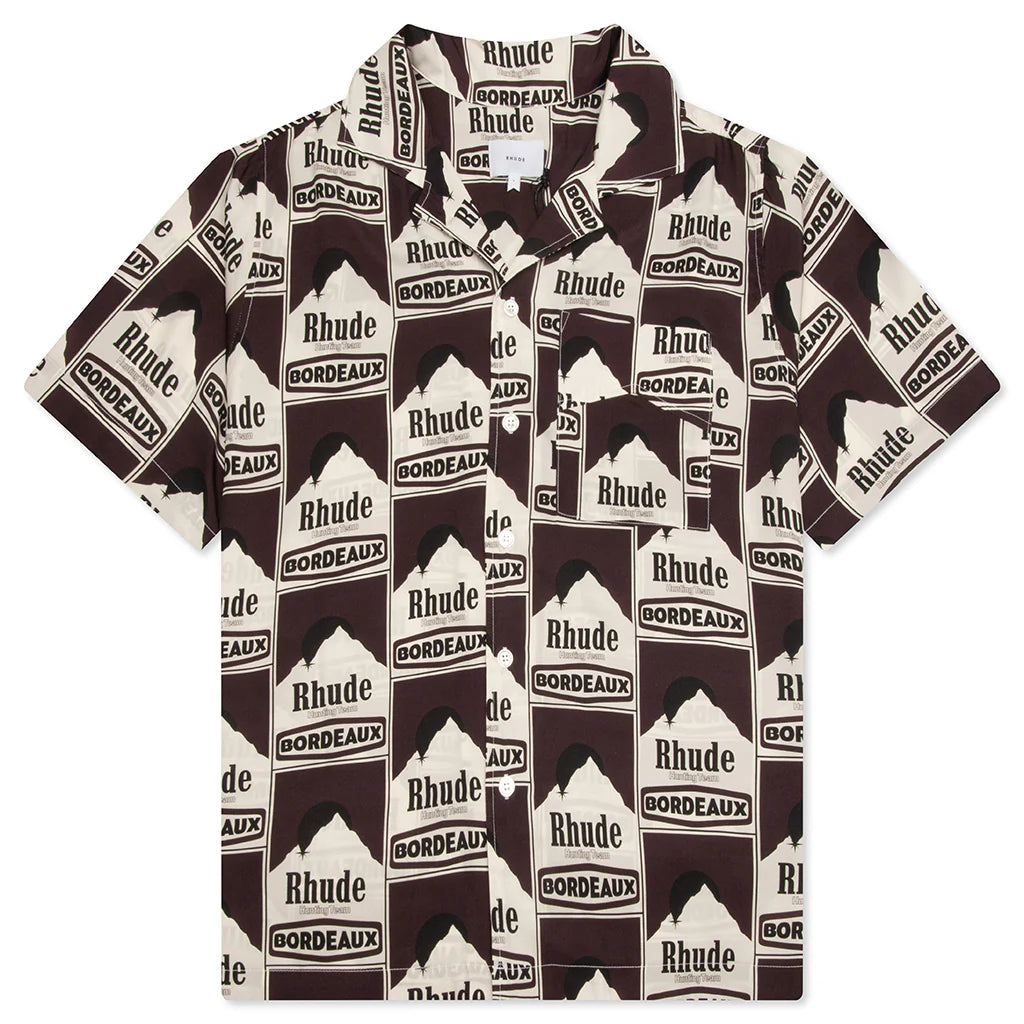 Moonlight Bordeaux Silk Shirt Maroon Off White