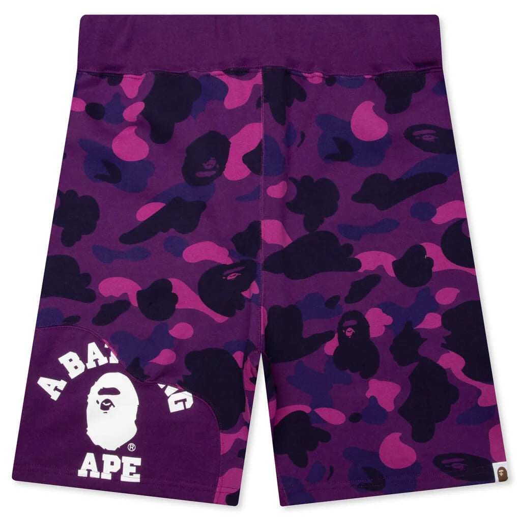 Color Camo Cutting Sweat Shorts Purple