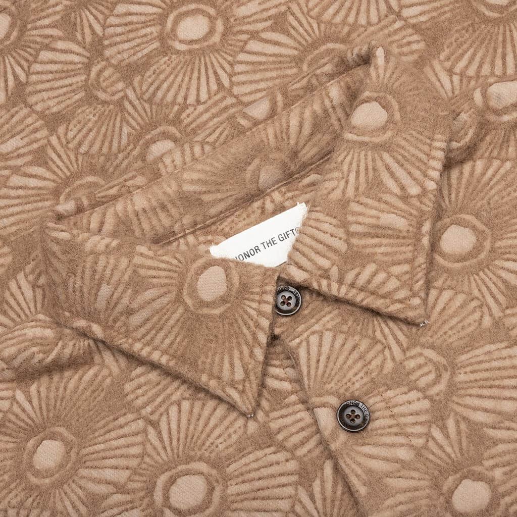 Floral Cover Shirt Tan