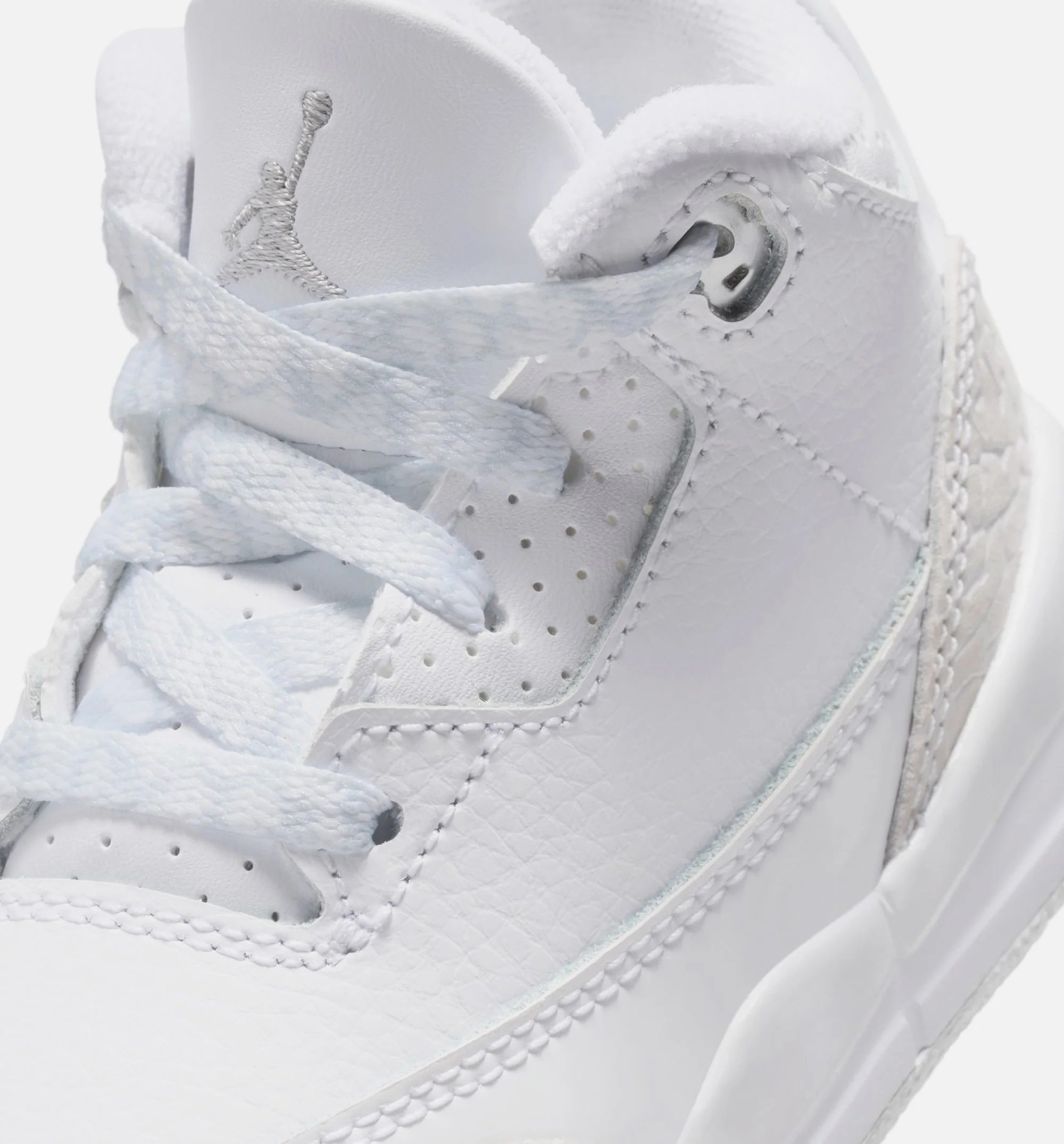 Air Jordan 3 Retro White And Silver Infant Toddler Lifestyle Shoe White Metallic Silver
