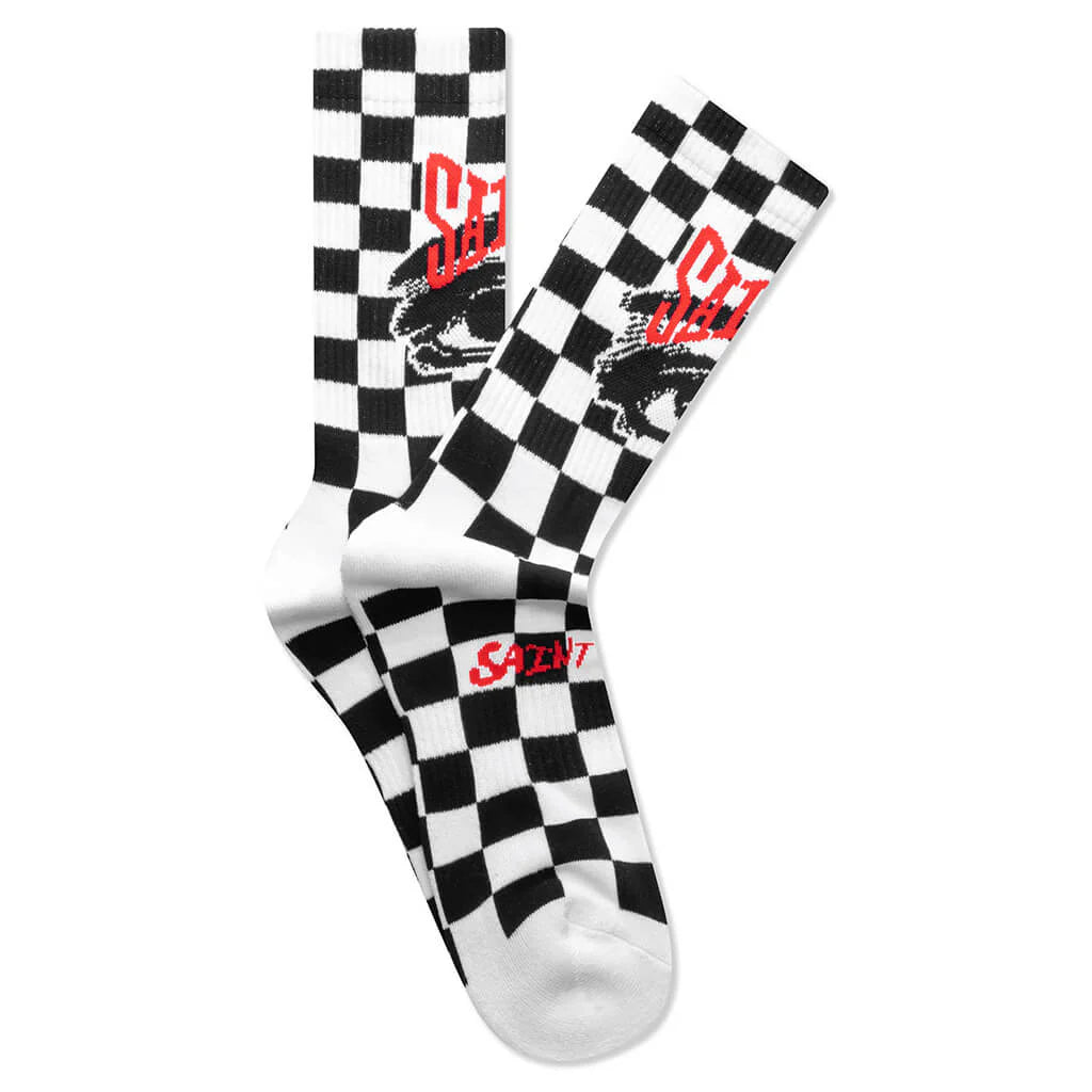 Saint Eye Socks Black White