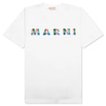 White Cotton T Shirt With Gingham Logo Lily White