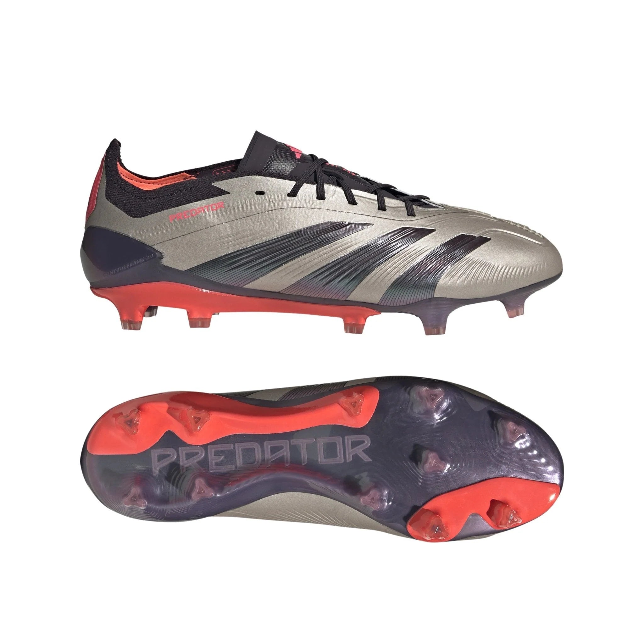 adidas Predator Elite FG Mens Firm Ground Soccer Cleats Platin Metallic Black Carbon