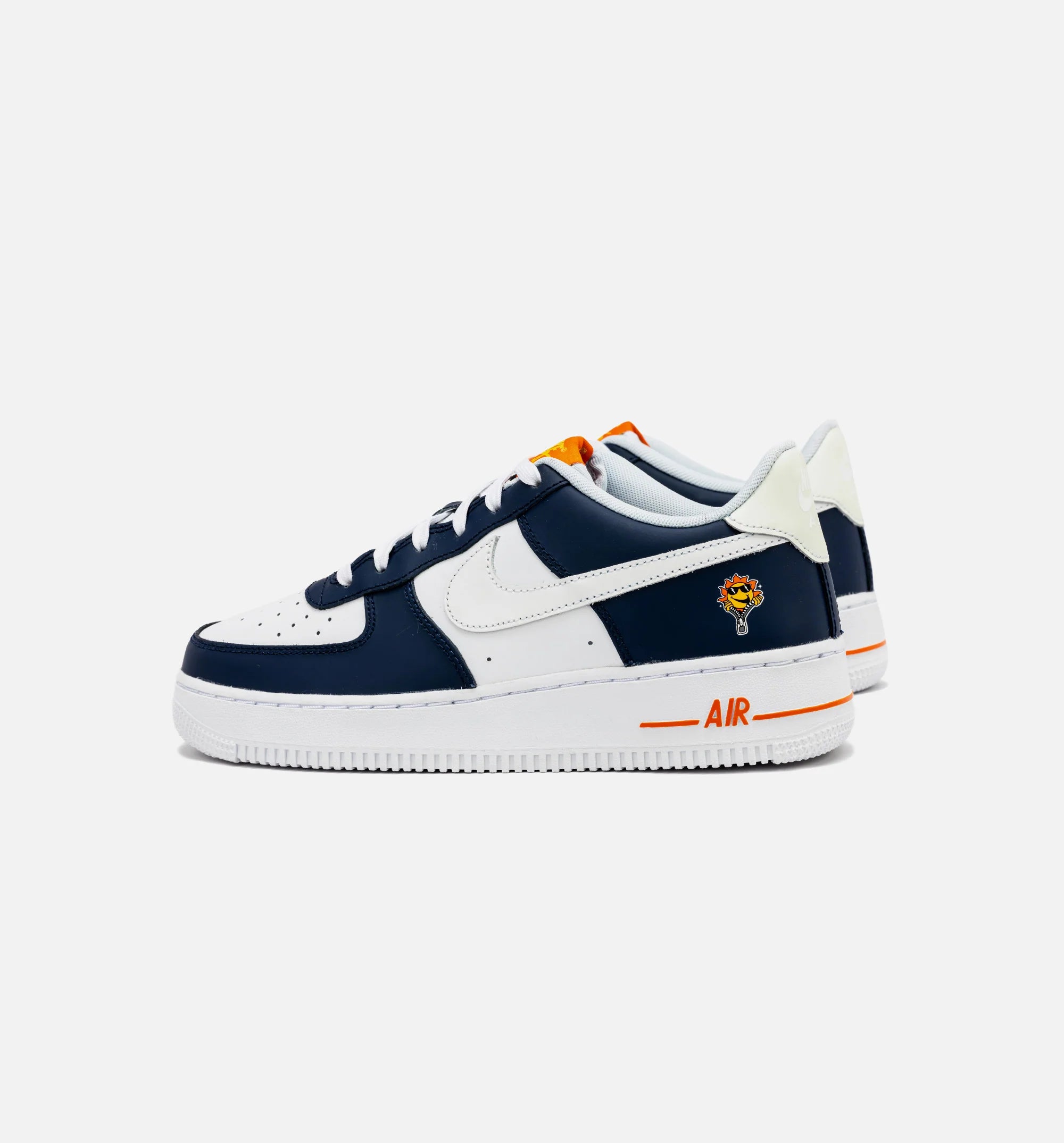 Air Force 1 LV8 Grade School Lifestyle Shoe Midnight Navy Safety Orange