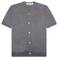 Red Emblem S S V Neck Cardigan Grey