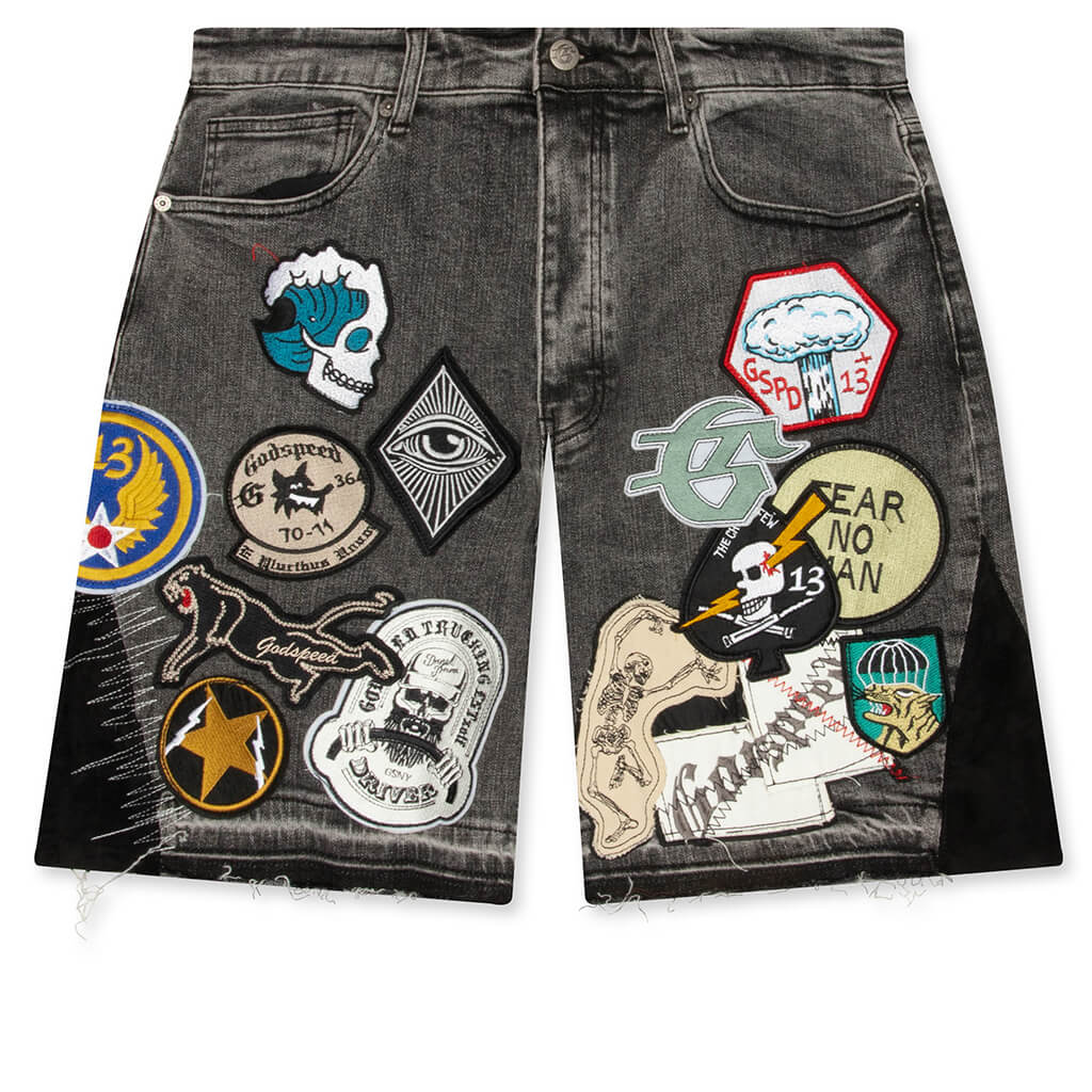 Patchwork Denim Shorts V2 Grey