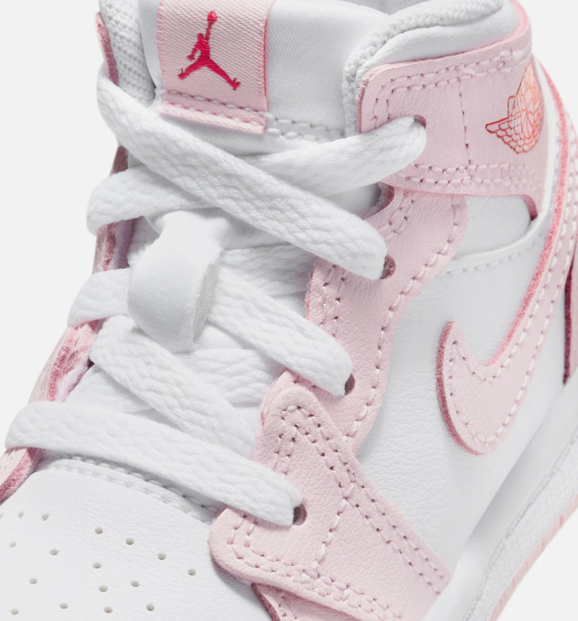 Air Jordan 1 Mid Infant Toddler Lifestyle Shoe Pink Foam Fire Red White