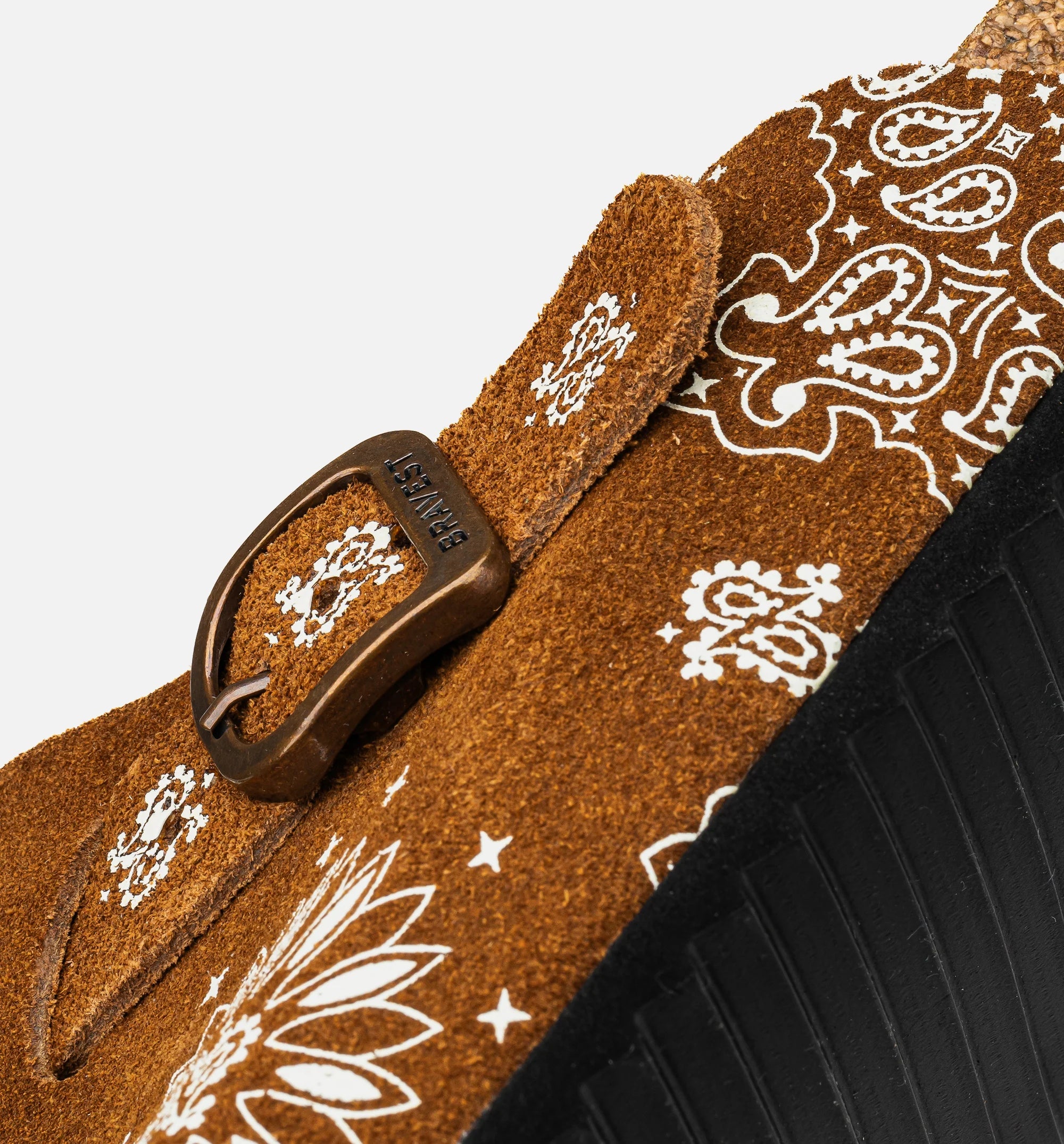 Two Tone Paisley Clog Mens Sandal Mocha White