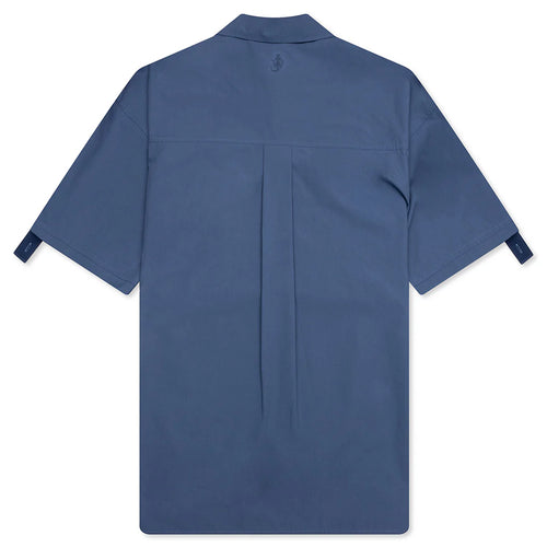 Quilted Pocket Polo Top Light Indigo