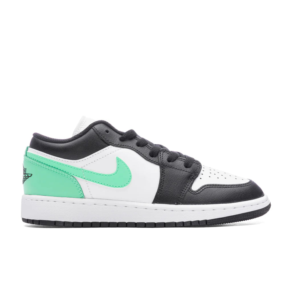 Air Jordan 1 Low GS White Black Green Glow