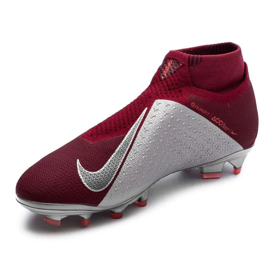 Nike Phantom Vision Elite DF FG Firm Ground Mens Soccer Cleats Rising Fire Red Dark Grey Bright Crimson