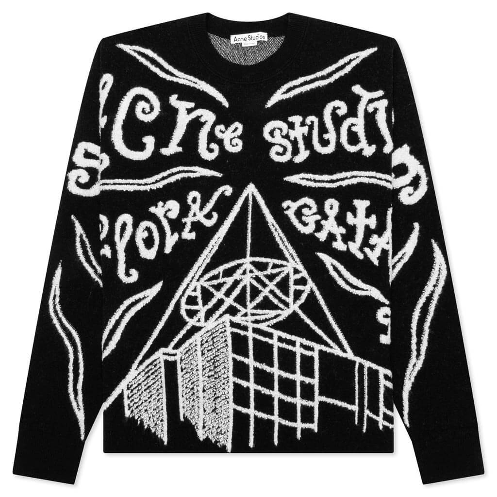 Jacquard Logo Jumper Sweater Black Ecru
