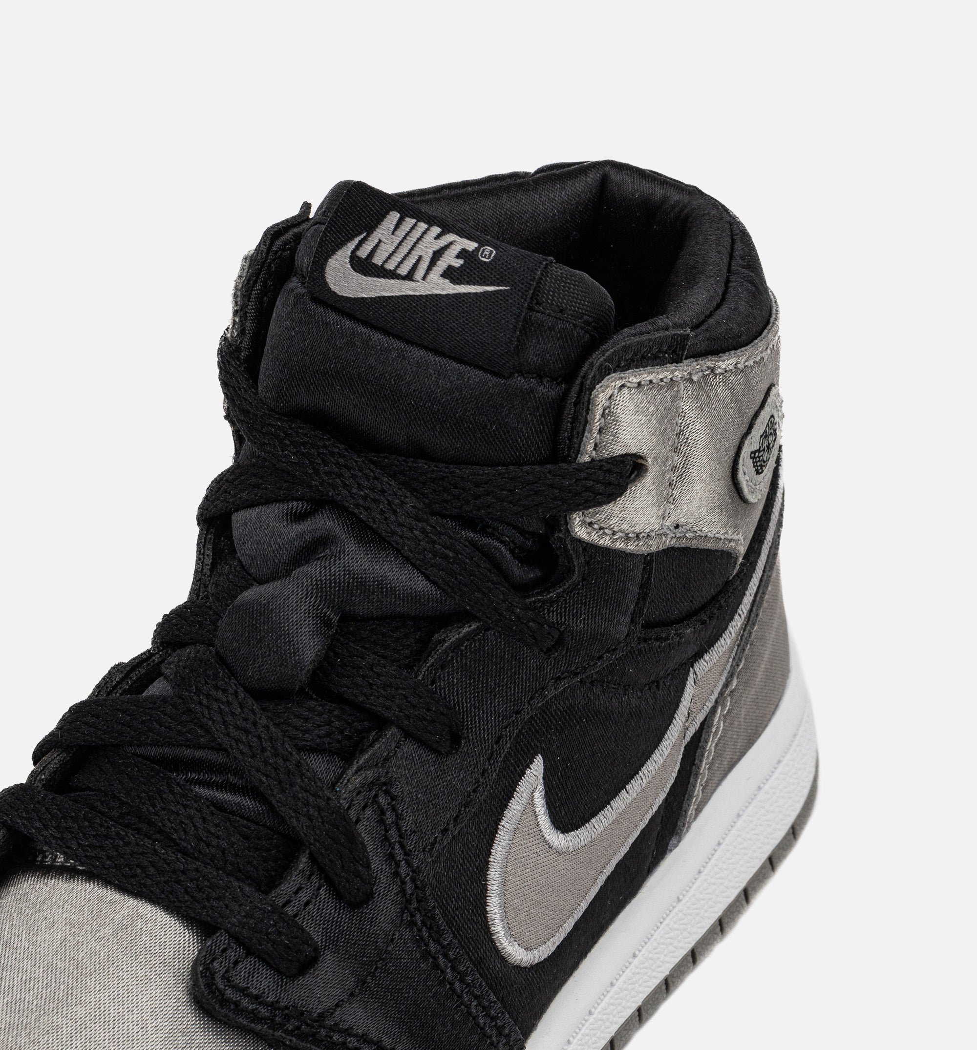 Air Jordan 1 Retro High OG Satin Shadow Infant Toddler Lifestyle Shoe Black Medium Grey White