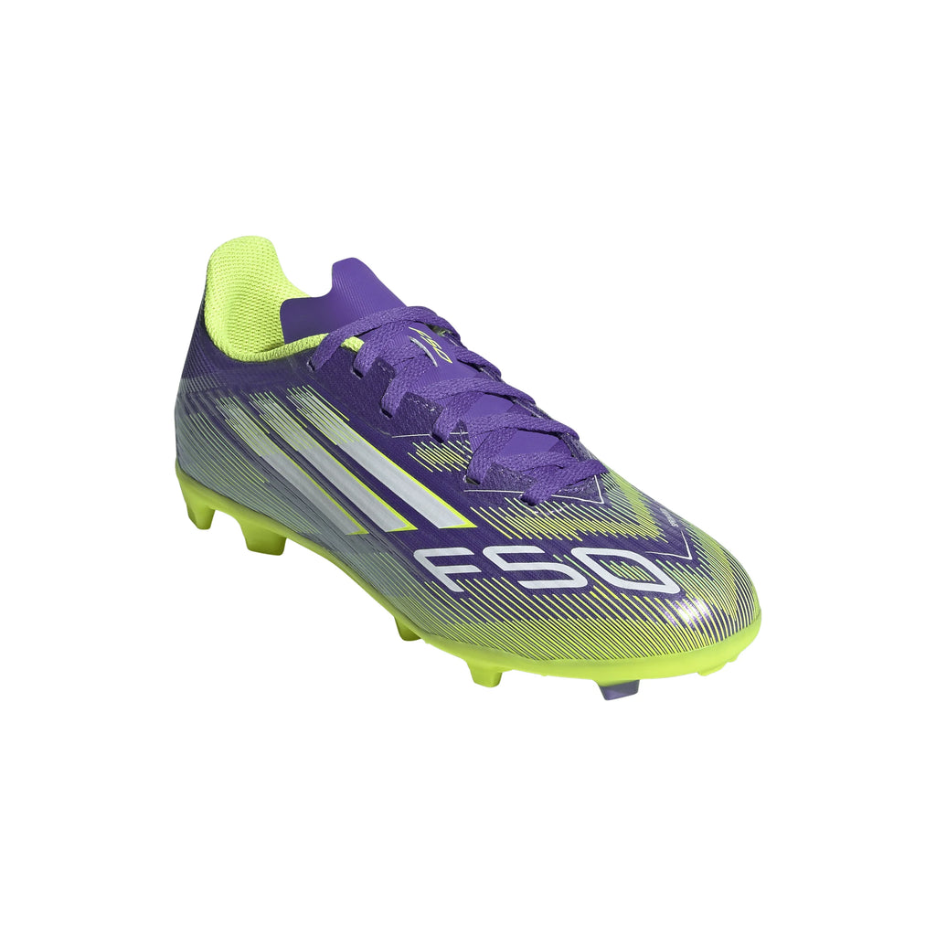 adidas F50 League Firm Multi Ground Soccer Cleats Kids Purple White Lemon