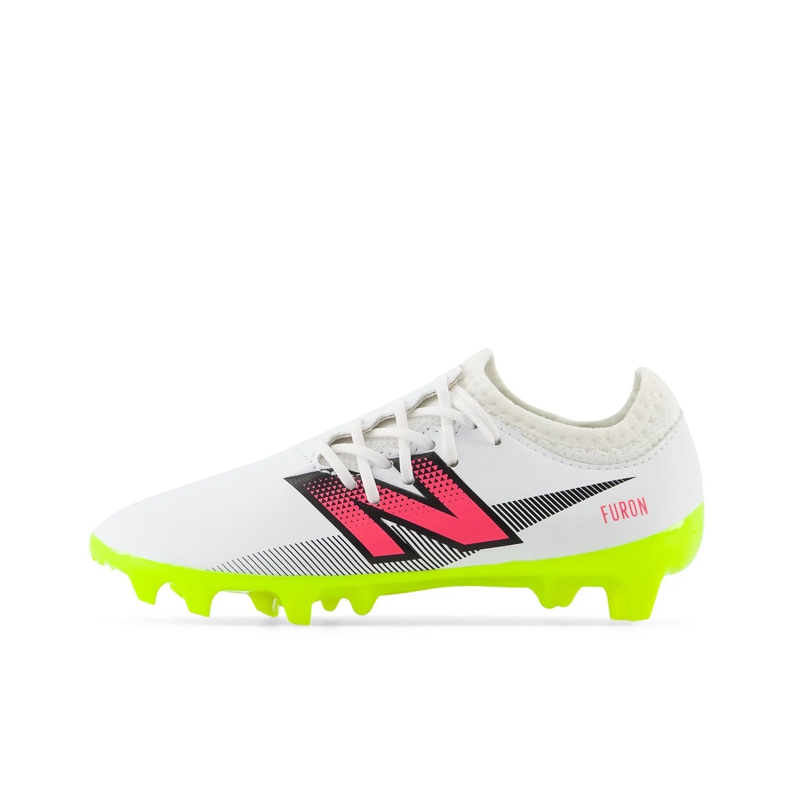 New Balance Furon Dispatch Junior FG V7 Firm Ground Soccer Cleats White Black Neon Pink