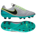 Nike Tiempo Genio II Leather FG Firm Groun Soccer Cleats Grey Black Clear Jade