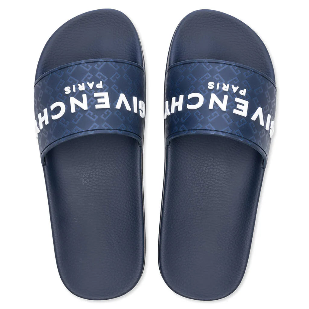 Slide Flat Sandals Dark Blue