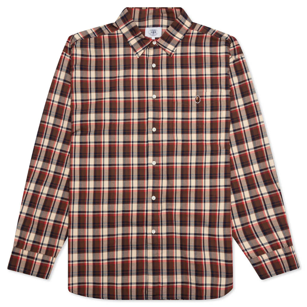 Mini Bape Check Loose Fit Shirt Red
