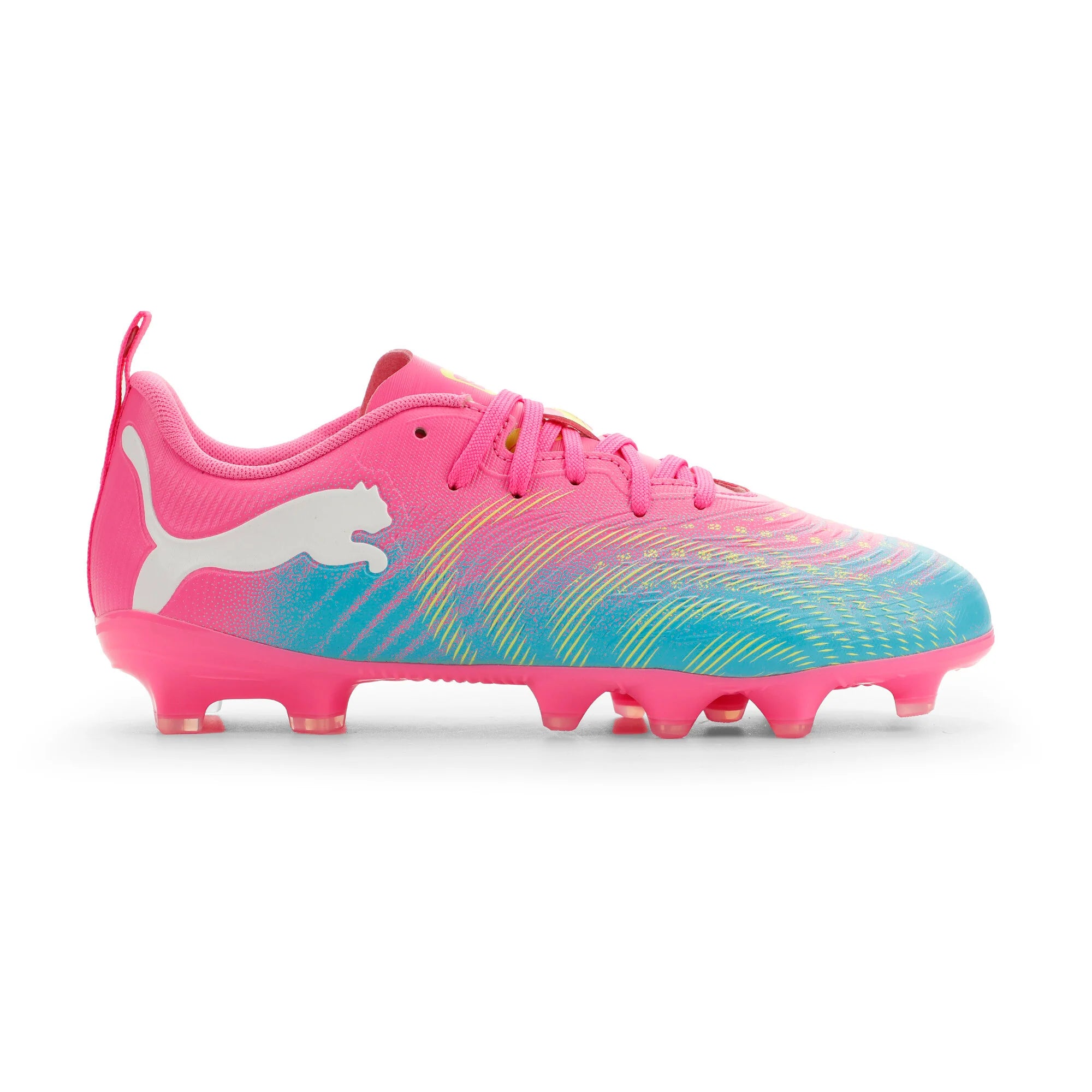 PUMA Future 9 Play FG AG Firm Ground Artificial Ground Youth Soccer Cleats Pink Aqua