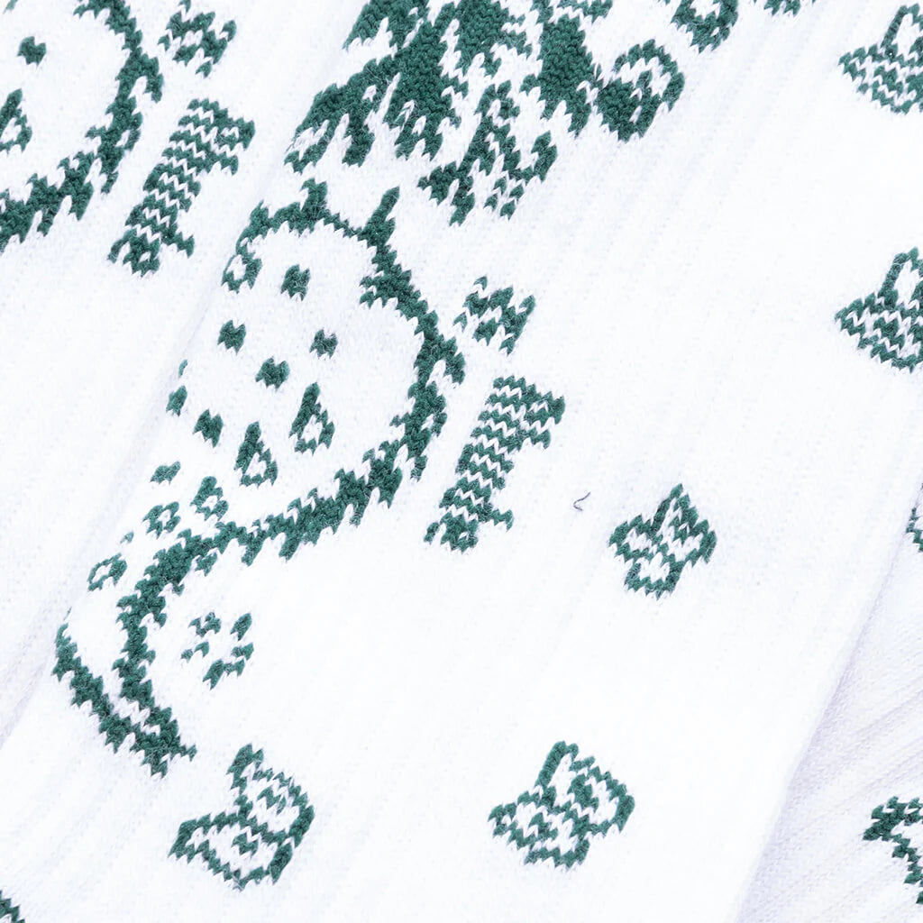 Bandana Sock White Green