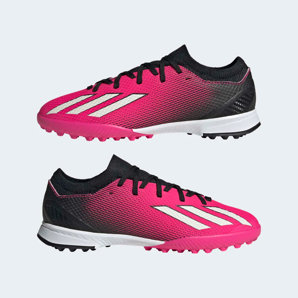 adidas Kids X Speedportal3 TF J Turf Football Boots Black Pink
