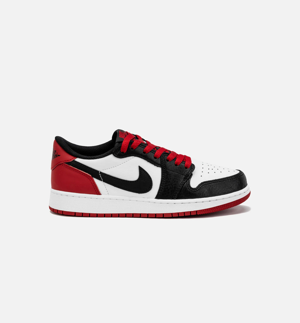 Air Jordan 1 Retro Low OG Black Toe Grade School Lifestyle Shoe White Red