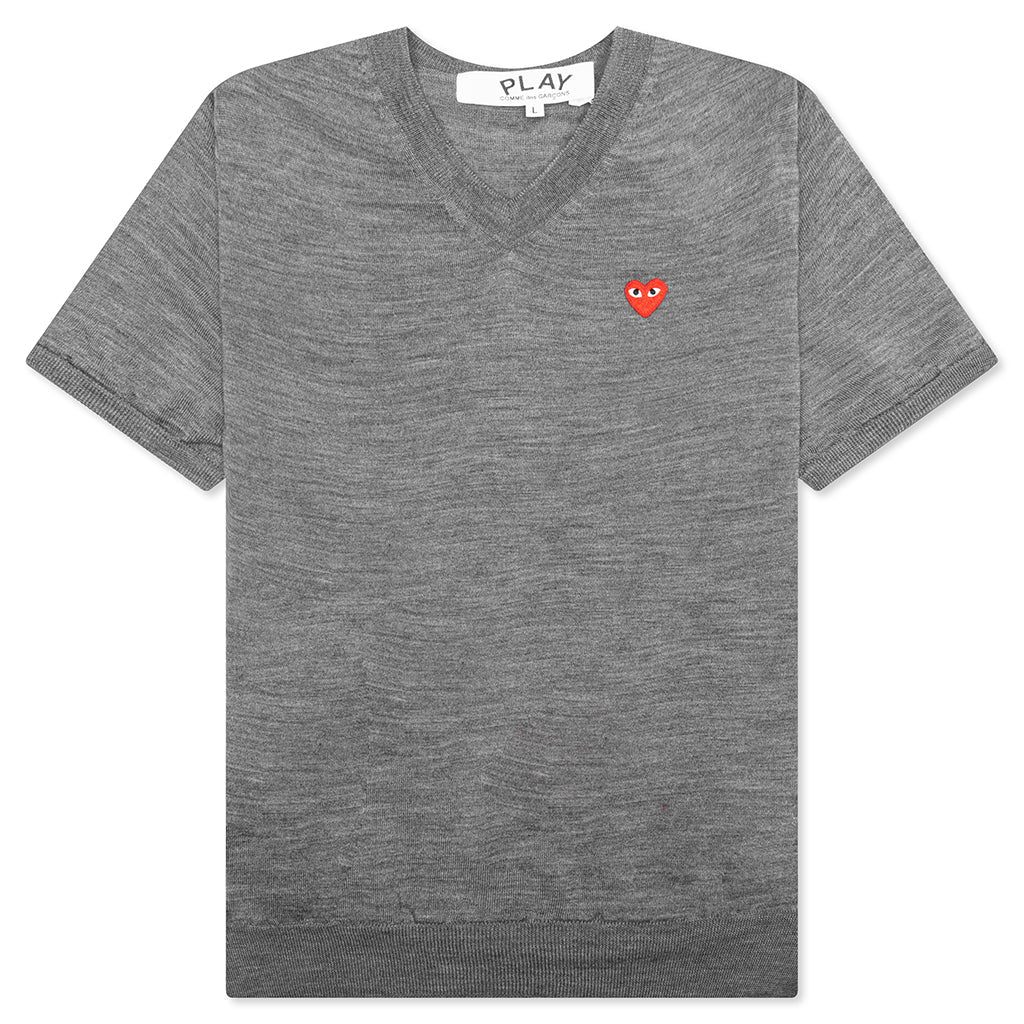 Red Emblem S S V Neck Sweater Grey