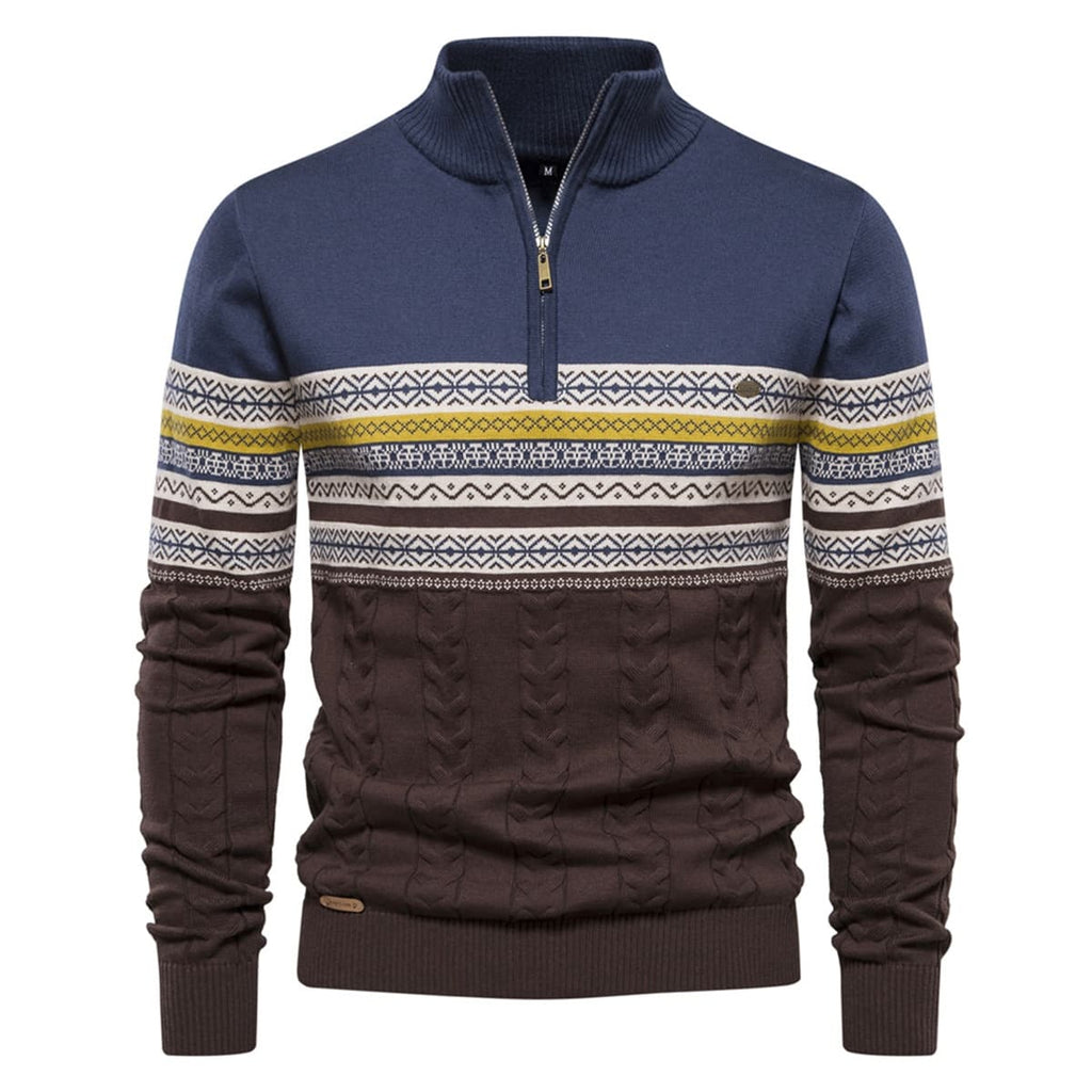 Mens Half Zip Stand Collar Polo Sweater