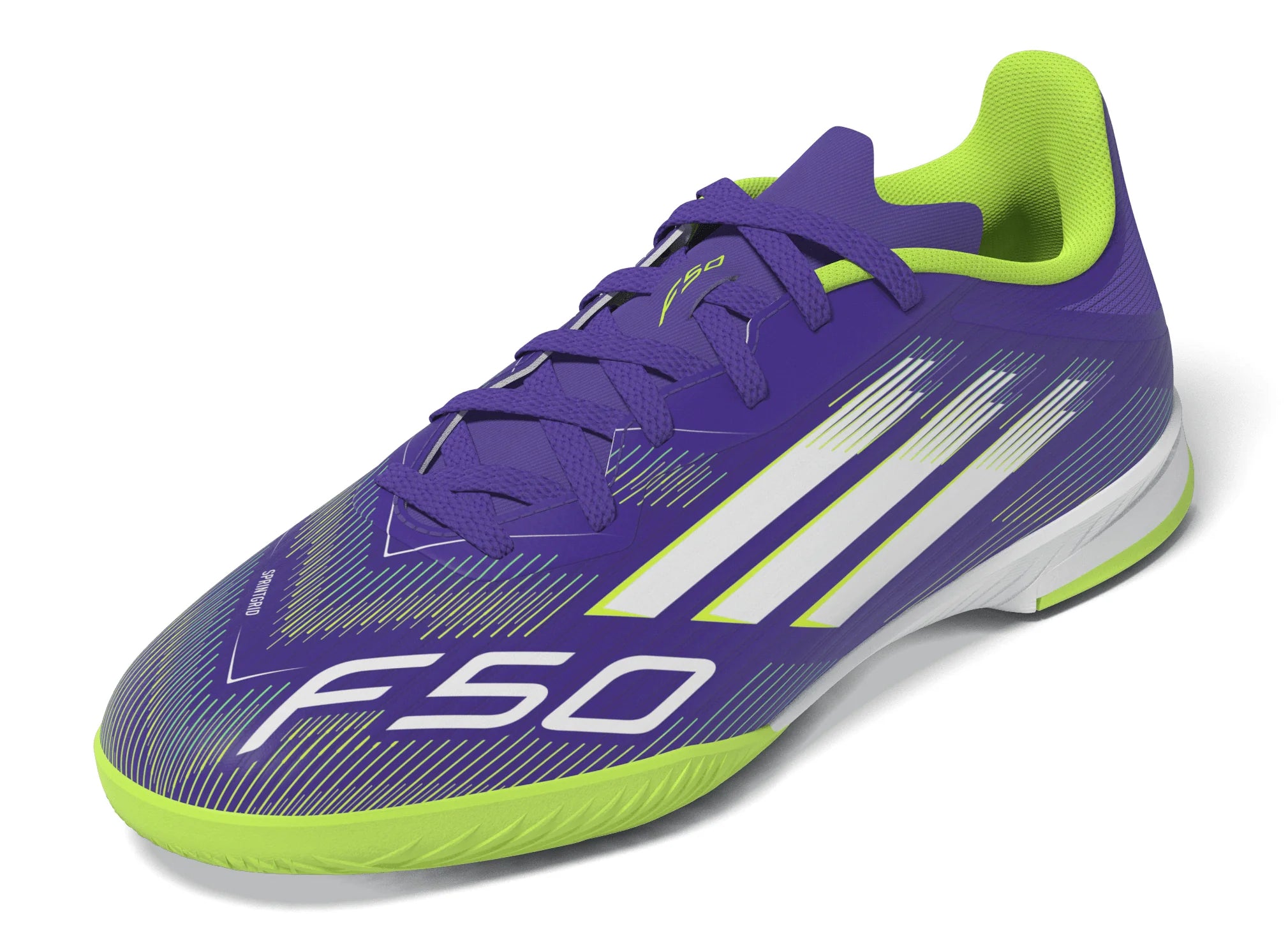 adidas F50 League Indoor Soccer Shoes Kids Purple White Lemon