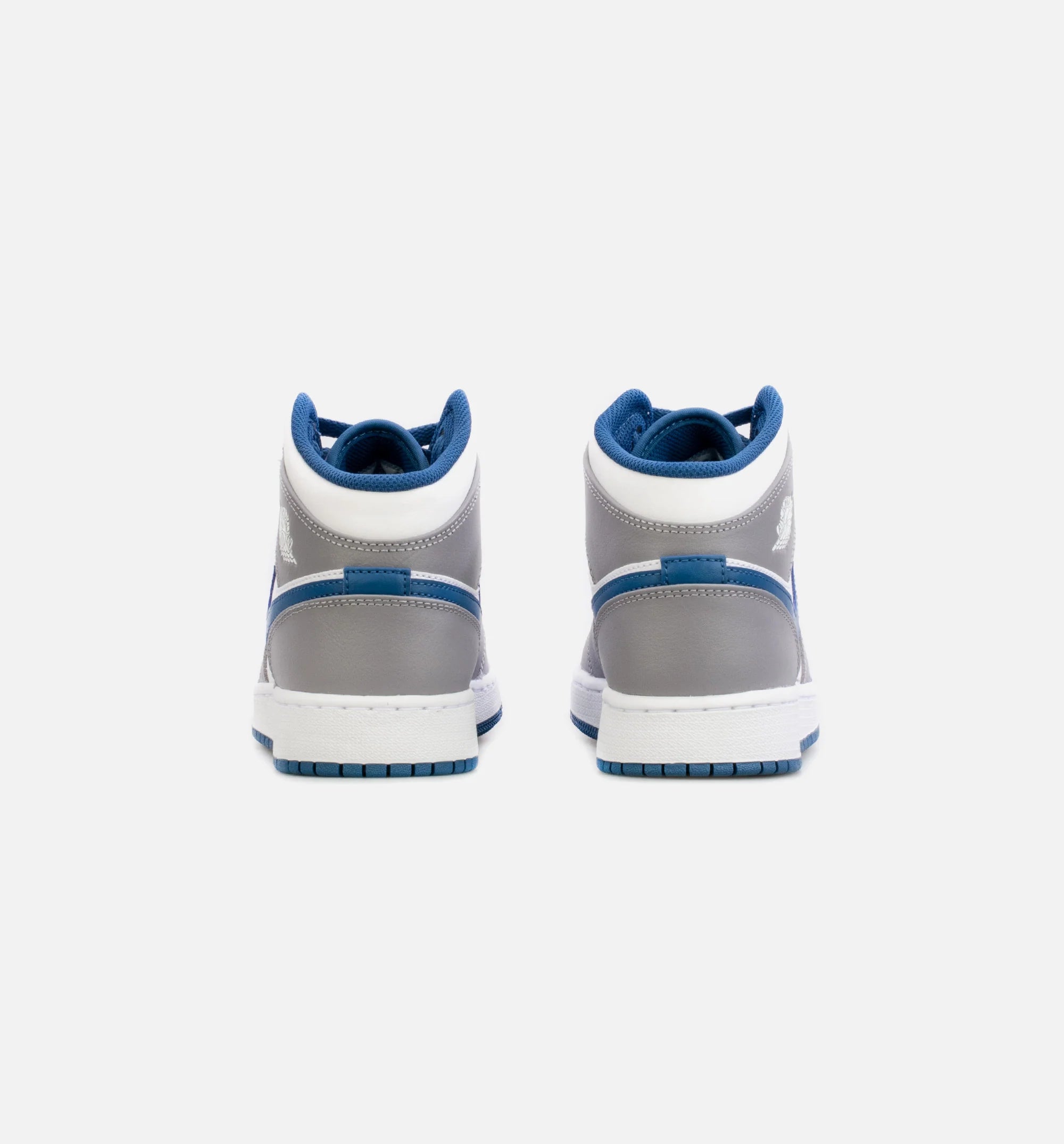Air Jordan 1 Mid True Blue Grade School Lifestyle Shoe Grey Blue