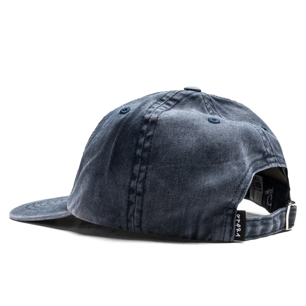 Scripted 6 Panel Hat Washed Navy Blue