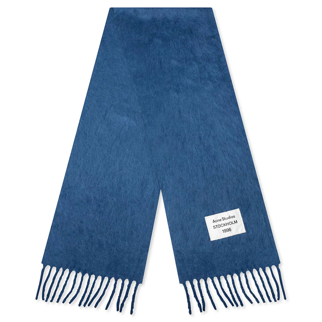 Fringe Alpaca Scarf Denim Blue