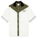 Town and Country Bowling Shirt Military Green Off White