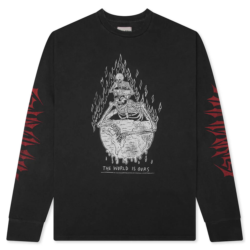 The World Is Ours L S Tee Vintage Black