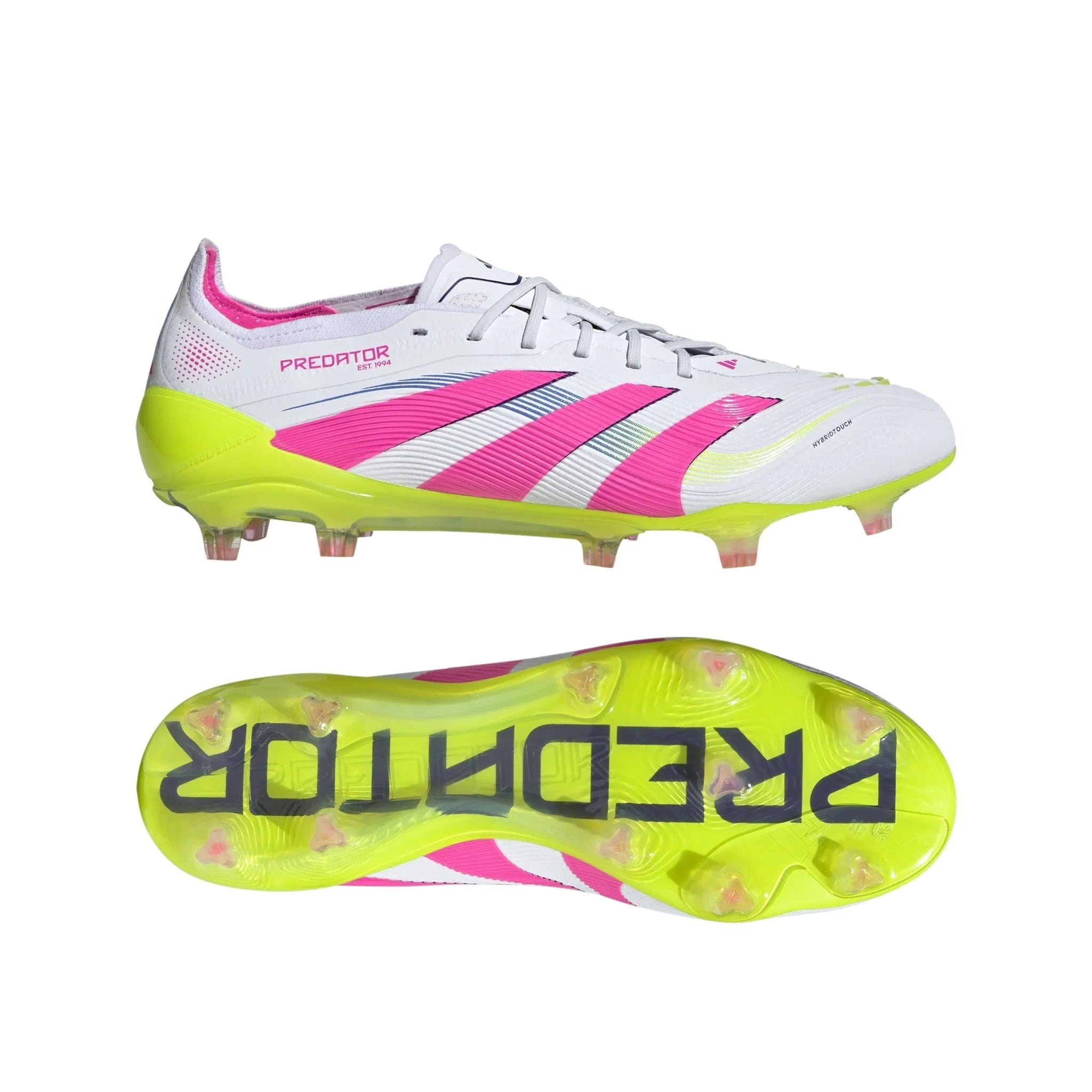 adidas Predator Elite FG Mens Firm Ground Soccer Cleats White Lucid Pink Lucid Lemon