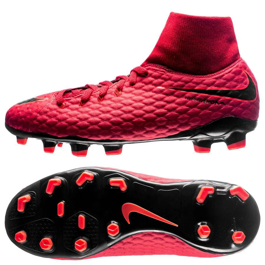 Nike JR Hypervenom Phelon III Soccer Cleats Red Black Crimson