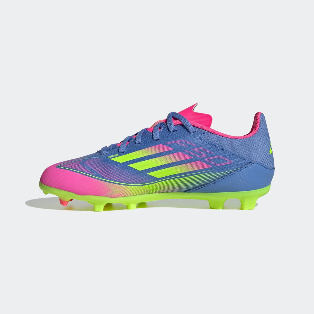 adidas F50 League Firm Multi Ground Boots Junior Blue Fusion Lucid Lemon Lucid Pink