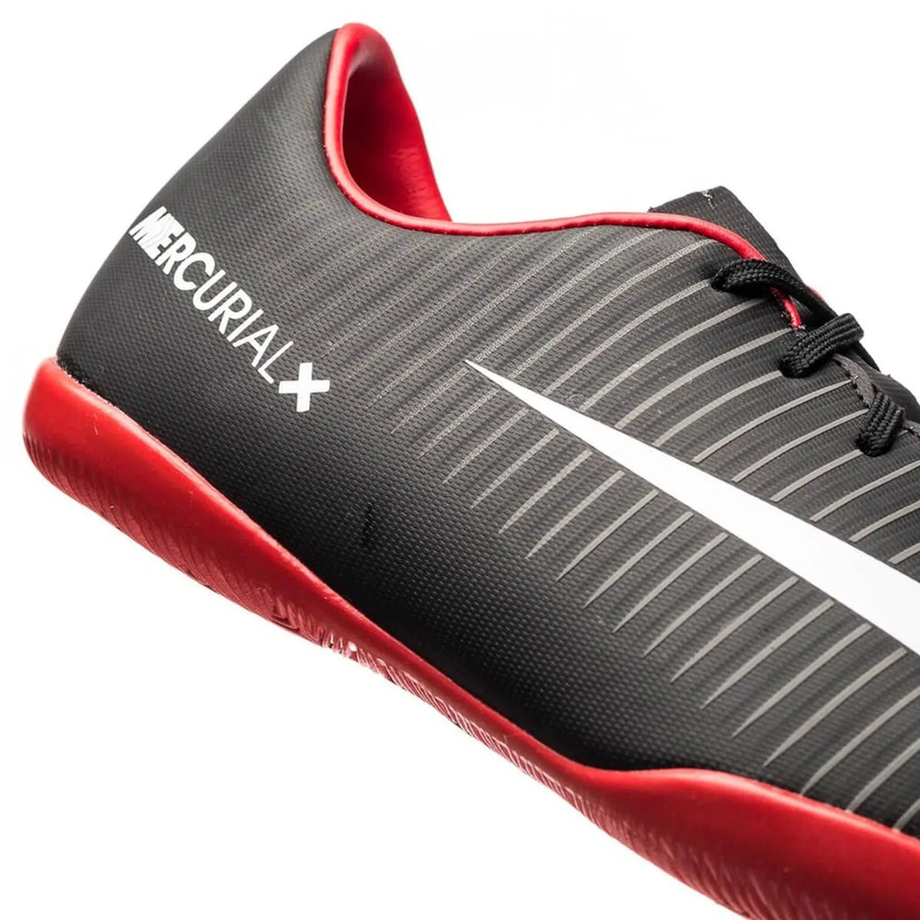 Nike Jr MercurialX Vapor XI IC Indoor Soccer Shoes Black White Grey Red