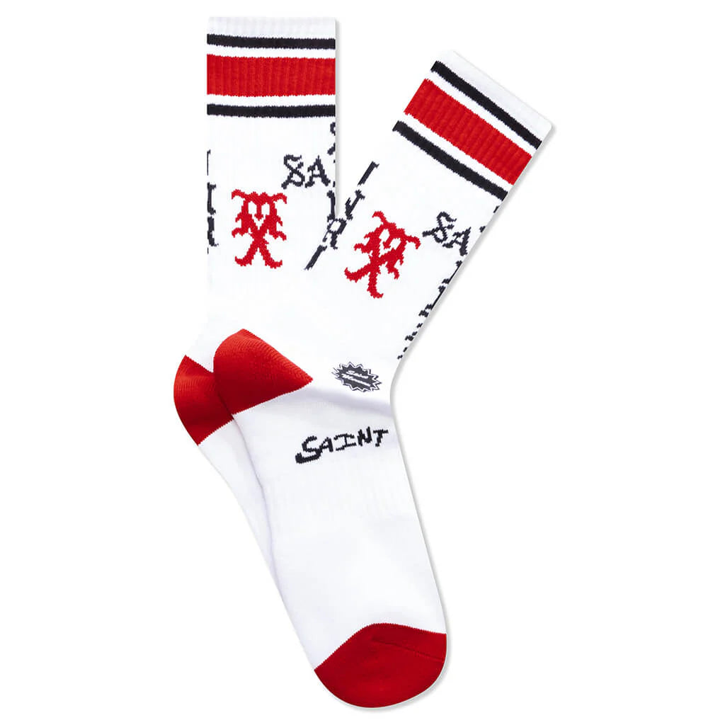 Saint Sinner Socks White Red
