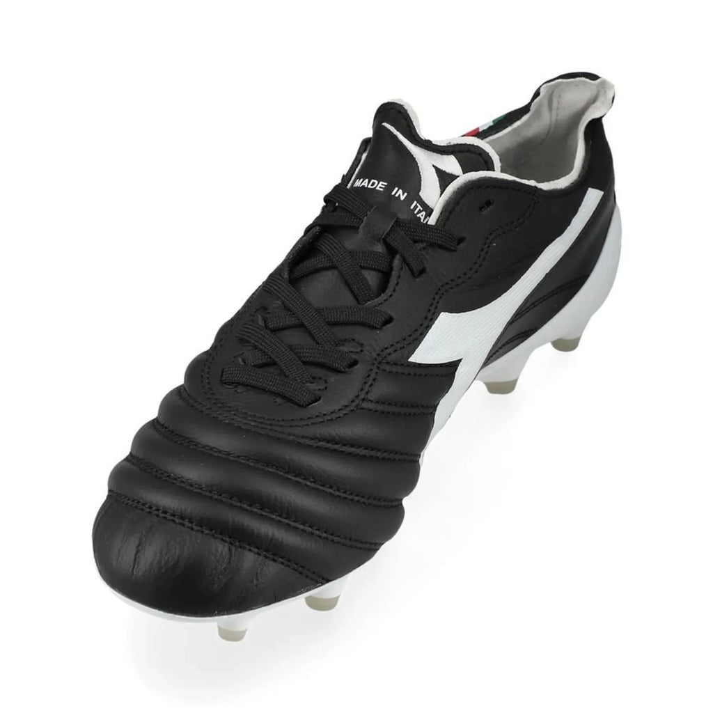 Diadora Brasil Elite 2 Teach Italia LPX FG Firm Ground Soccer Cleats Black White