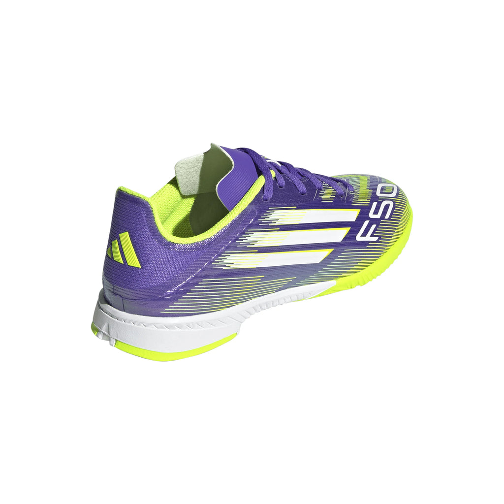 adidas F50 League Indoor Soccer Shoes Kids Purple White Lemon